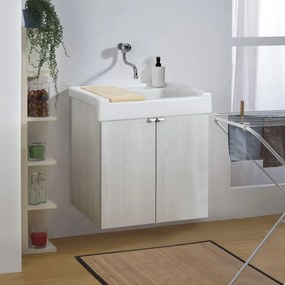 Mobile lavanderia con lavabo incluso Exe in abs olmo perla P 50 x L 60 x H 84 cm