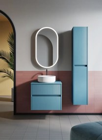 Mobile da bagno sotto lavabo Niwa blu laccato opaco L 59.5 x H 50 x P 45.5 cm 2 cassetti, lavabo non incluso
