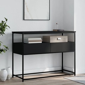 Tavolino Consolle Nero 100x40x75 Cm İn Legno Multistrato /