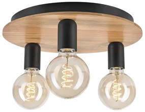 Plafoniera DUSTY 3xE27/15W/230V diametro 34 cm quercia/nero