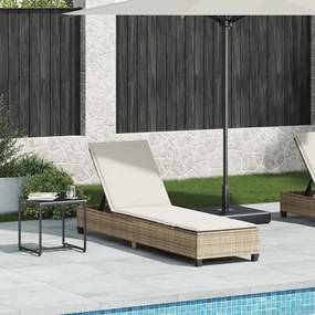 Lettino Prendisole Con Cuscini Beige 55x200x25,5cm Polyrattan /