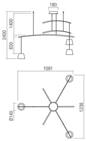 Redo 01-1525 - Lampadario LED a sospensione con filo LOLLI 3xLED/6W/230V nero