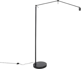 Lampada da terra moderna nera con paralume dorato 50 cm - Editor