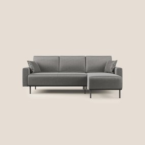 Arthur divano moderno angolare in velluto morbido impermeabile T01 grigio