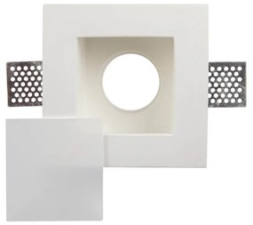 Portafaretto GU10 e MR16 in Gesso Pitturabile con Copertura Satinata Quadrato Ø120x120 mm