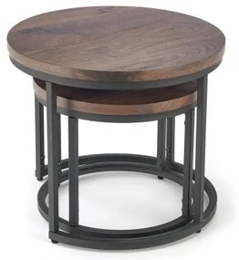 SET 2x Tavolino OREO Ø 43/53 cm nero/noce