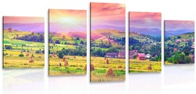 Quadri 5 pezzi – Covoni di fieno nei Carpazi