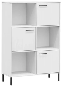 Libreria gambe metallo bianco 90x35x128,5cm legno massello oslo
