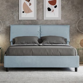 Letto contenitore da 160x190 in microfibra azzurro Mados