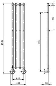 P.M.H. MO1SS-LK - Scaldasalviette elettrico MONA 93W/230V 153,3 cm IP44 in acciaio inox