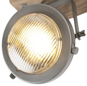 Faretto Smart industriale grigio con legno incl. 2 WiFi GU10 - Emado