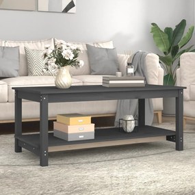 Tavolino da salotto grigio 110x55x45 cm legno massello di pino