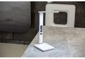 Immax 08934L - Lampada LED da tavolo con display KINGFISHER LED/9W/230V bianco