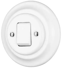 Bohemia-Design - Interruttore singolo retrò in porcellana con placca n. 7, bianco