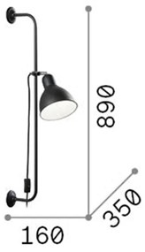 Applique Moderna Shower Metallo Nero 1 Luce E27