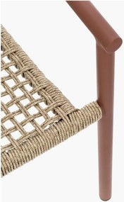 Sedia da esterno rossa/di colore naturale in metallo Canarias – Bizzotto