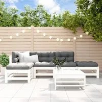 Set Salotto da Giardino 6 pz Bianco in Legno Massello di Pino 3186327