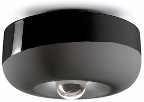 Plafoniera Vintage Decò Bellota Ceramica Nero Carbone 1 Luce E27
