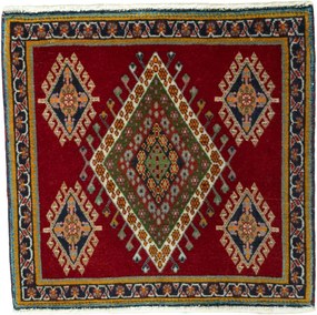 Shiraz Tappeto 60x60 Rosso (Iran) Annodato A Mano