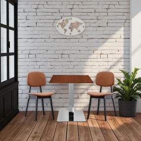 Tavolo bar pub ristorante 70x70 cm base argento e piano laminato Noce H 75