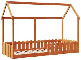 Giroletto casetta bambini marrone cera 80x200 cm massello pino