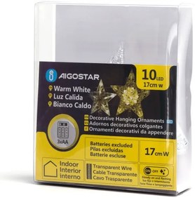 Aigostar - Decorazione natalizia a LED a forma di stella, 10xLED/3xAA, bianco caldo
