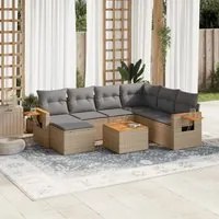 Set Divano da Giardino 8 pz con Cuscini Beige in Polyrattan 3227053