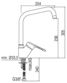 Miscelatore lavello canna tubo Paffoni serie Nettuno NT 180 CR