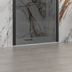 Porta doccia battente 75 cm telaio nero vetro fumé altezza 200h | KS2800NF - KAMALU