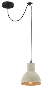 Lampadario Industrial Broni Metallo Nero 1 Luce Diffusore Calcestruzzo Grigio