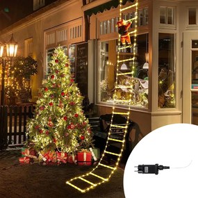 Babbo Natale su scaletta luminosa 266 Led Bianco caldo e Bianco freddo dimmerabile con telecomando Wisdom