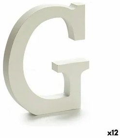 Lettera G Legno Bianco (1,8 x 21 x 17 cm) (12 Unità)