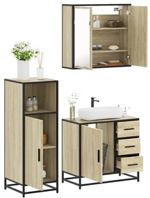 Set Mobili Da Bagno 3 Pz Rovere Sonoma İn Legno Multistrato /