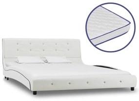 Letto con materasso memory foam bianco in similpelle 140x200 cm