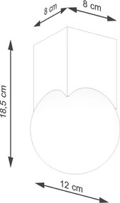 Plafoniera di colore naturale con paralume in vetro 12x12 cm Rayer – Sollux