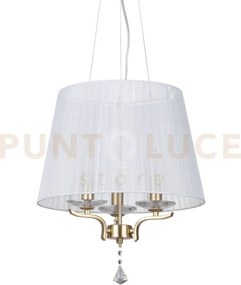 Pegaso lampadario 3 luci attacco e14 con paralume bianco finitura o...