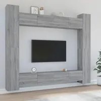 Set Mobili Porta TV 8pz Grigio Sonoma in Legno Multistrato 3114244