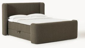 Letto boxsrping in bouclé con contenitore Perla