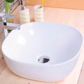 Lavabo da appoggio SANYCCES quadrato in ceramica L 42.5 x H 15 x P 12.1 cm bianco lucido piletta non inclusa
