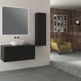 Colonna per mobile bagno Domino di Baden Haus 1 anta P 20 x L 35 x H 115 cm nero opaco pvc cannettato
