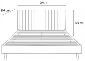 Letto matrimoniale beige/naturale con griglia 180x200 cm Oceane - Bobochic Paris