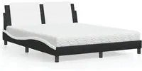 Letto con Materasso Nero e Bianco 160x200cm Similpelle 3208878