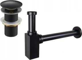 Mexen semisifone lavabo quadrato con tappo click-clack, senza troppopieno, nero antico- 7991060-79