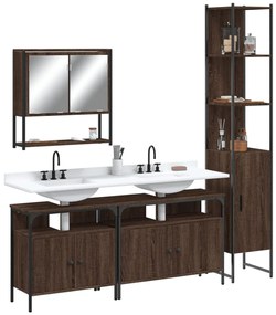 Set Mobili Da Bagno 4 Pz Rovere Marrone İn Legno Multistrato /