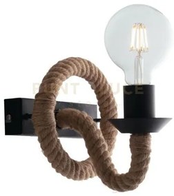 Applique a parete rope canapa 1 luce attacco e27 16,7x8,7x12,9cm