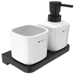 NIMCO MAC 2905831K-T-90-Distributore di sapone a parete e portaspazzolino MAYA 320 mm