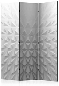 Paravento design Tetraedri (3 pannelli) - astrazione geometrica in bianco