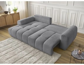 Divano angolare grigio allungabile/con contenitore (con penisola a sinistra/con chaise lounge) con rivestimento in bouclé Roxelane – Bobochic Paris