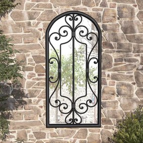 Specchio Da Giardino Nero 100x45 Cm İn Ferro Per Uso Esterno /