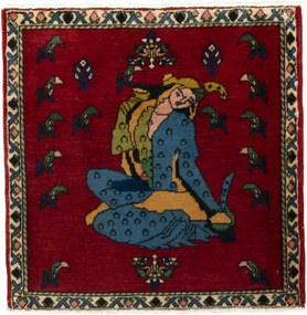 Shiraz Tappeto persiano 60x60 Rosso (Iran) Annodato A Mano